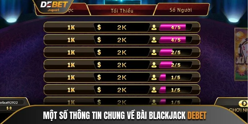 Blackjack Debet - Hướng Dẫn Cách Chinh Phục Game Cực Đỉnh 2 Một số thông tin chung về bài Blackjack Debet